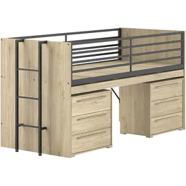 Vipack Stauraumbett Sam 90 x 200 cm Eiche dekor beige