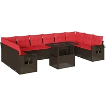 vidaXL Gartensofa-Set mit Kissen, braun, Polyrattan