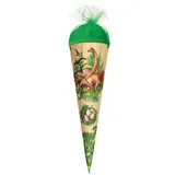 ROTH Schultüte Veganosaurus 22 cm - rund Tüllverschluss - Zuckertüte Schulanfang