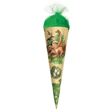 ROTH Schultüte Veganosaurus 22 cm - rund Tüllverschluss - Zuckertüte Schulanfang