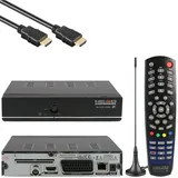 Medialink Head Black Hawk Z Full HD DVB-T2 Receiver mit DVB-T Antenne (1080p, H.265, HDMI, USB2.0, SCART, Terrestrisch, 10-Bit Unterstützung)