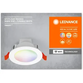 LEDVANCE Smart+ WiFi LED-Einbauleuchte Downlight RGBTW Weiß Ø 8,6 cm