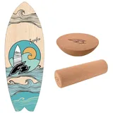 F2 Set Balance Board Surfer 76x28cm + Halbkugel und Korkrolle