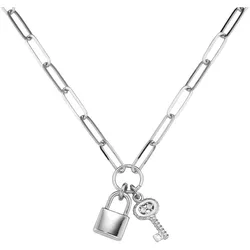 Collier SMART JEWEL "mit Anhänger Schloss und Schlüssel, Silber 925", silber, Halsketten, Damen, 48cm, Silber 925 (Sterlingsilber)
