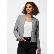 Pieces Regular Fit Strickjacke mit Woll-Anteil Modell 'MALOU', Mittelgrau Melange, M