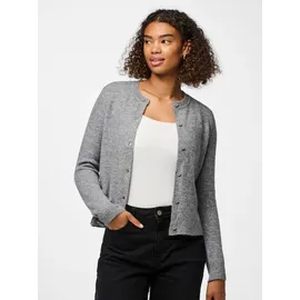Pieces Regular Fit Strickjacke mit Woll-Anteil Modell 'MALOU', Mittelgrau Melange, M