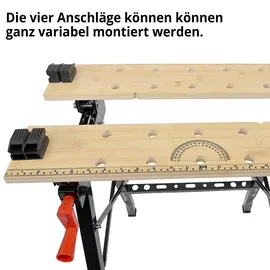 Hecht Werkbank Holz/Metall 650 x 120 x 16 mm braun klappbar