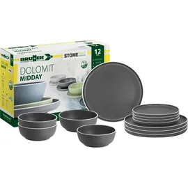 Brunner Dolomit Geschirrset, 12-teilig, grau