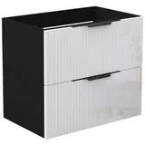duschspa Waschtisch Unterschrank Waschtischunterschrank Waschbeckenunterschrank Badschrank, 50-120cm Hängeschrank, Matt / Hochglanz schwarz 60 cm x 52 cm x 38.8 cm