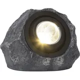 Star Trading Solardekoration Rocky, Strahler, Stein, Grau, LED Dämmerungssensor, Warmweiß, Außenbereich, 20 cm