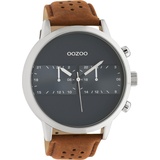 Oozoo Herrenuhr im Racing Look mit Lederband 48 MM Blau/Braun C10673