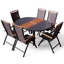 aleos Gartengarnitur Ausziehtisch 120-160 x 75 cm Grau