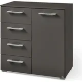 Set One by Musterring Kombikommode "Henderson", grau (graphit), B:80cm H:81cm T:42cm, Holzwerkstoff, SET ONE BY MUSTERRING, Sideboards, Kombikommode, mit 1 Tür und 4 Schubladen inkl. Selbsteinzug und Dämpfung