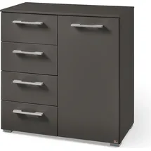 Set One by Musterring Kombikommode "Henderson", grau (graphit), B:80cm H:81cm T:42cm, Holzwerkstoff, SET ONE BY MUSTERRING, Sideboards, Kombikommode, mit 1 Tür und 4 Schubladen inkl. Selbsteinzug und Dämpfung