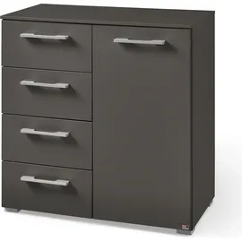 Set One by Musterring Kombikommode "Henderson", grau (graphit), B:80cm H:81cm T:42cm, Holzwerkstoff, SET ONE BY MUSTERRING, Sideboards, Kombikommode, mit 1 Tür und 4 Schubladen inkl. Selbsteinzug und Dämpfung