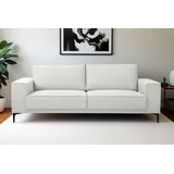 PLACES OF STYLE »3er Sofa Oland, Struktur, Flachgewebe, Luxus-Microfaser, Boucle«, 224 cm, Wellenunterfederung, Skandi-Design, Metallfüße