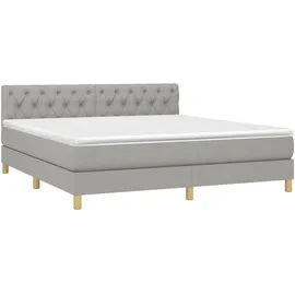 vidaXL Boxspringbett mit Matratze & LED Hellgrau 160x200 cm Stoff