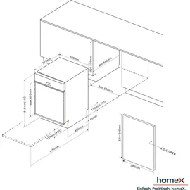 Homex DWSI601442A Geschirrspüler (teilintegrierbar, 598 mm, Silber)