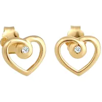 Elli DIAMONDS Ohrringe Damen Ohrstecker Herz Liebe mit Diamant (0.03 ct.) in 585 Gelbgold