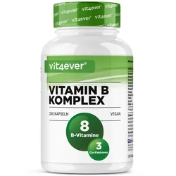 Vitamin B Komplex - alle 8 B-Vitamine + 3 Co-Faktoren - 240 Kapseln