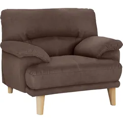 Sessel TRENDMANUFAKTUR "Cecilia, Loungesessel, italienisches Design, bequeme Armlehnen", braun, B:112cm H:87cm T:90cm, Sessel, aufwendige Rückenverarbeitung für hohen Sitzkomfort, Holzfuß