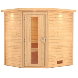 Karibu Woodfeeling Sauna Mia - 38 mm -inkl. Dachkranz- Energiesparende Saunatür