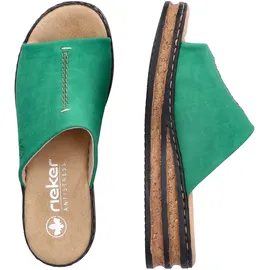 Rieker Pantolette RIEKER, Damen, Gr. 42, grün (smaragd), Lederimitat, Schuhe Pantolette, Keilabsatz, Sommerschuh, modische Keilsohle