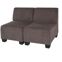 Modular 2-Sitzer Sofa Couch Moncalieri, Stoff/Textil ~ braun, ohne Armlehnen