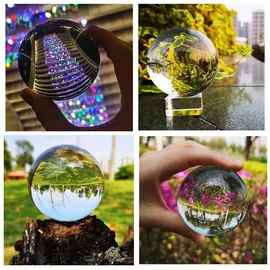 Intirilife Glaskugel mit Ständer in KRISTALL KLAR 100. mm – Kristallkugel mit Glasständer perfekt geeignet für Fotografie,