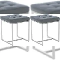 CLP 2er Set Edelstahl-Sitzhocker Barci Kunstleder I Moderne Hocker