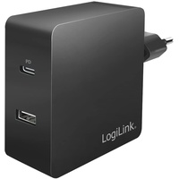 Logilink USB Steckdosenadapter 1x USB-C Port - Netzteil - 65 W, Fast Charge), USB Ladegerät, Schwarz