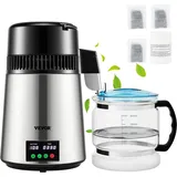 Wasser Destillierer 1L / H Haushalt Silber Wasserdestilliergerät Destilliertes Wasser herstellen 750 W, Doppelter Bildschirm Edelstahl Distilleran... - Silber