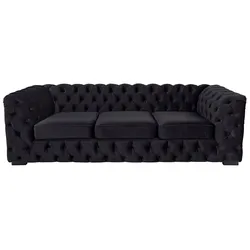 Chesterfield-Sofa "Kalina", schwarz, B:230cm H:67cm T:98cm, GUIDO MARIA KRETSCHMER HOME & LIVING, Sofas, klassische Chesterfield-Knopfheftung, sehr hochwertige Verarbeitung