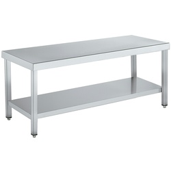 Neutrale snack tisch höhe 600 mit 1 regal - 2000x700x600 mm - 1002761C Eurast