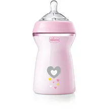 Chicco Natural Feeling Anti-Kolik Babyflasche 6+ Monate 330 ml, Babyfläschchen mit Weichem und Flexiblen Silikon-Sauger, Eignet sich in Kombination zum Stillen, Pink