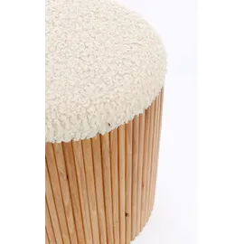 BIZZOTTO Pouf Neda 2er-Set aus Kiefernholz, skandinavisches Design mit Stauraum, natur-weiß, rund gepolstert