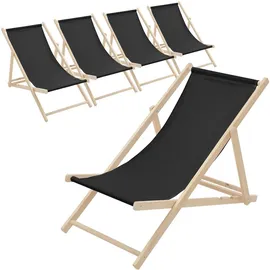 ECD Germany Gartenliege 117 x 52 x 83 cm Schwarz