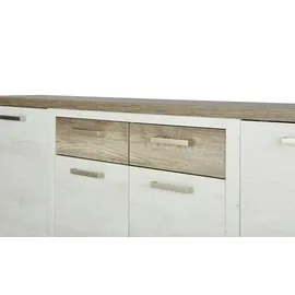 Möbel Kraft Sideboard 213 x 90 x 41 cm Holzfarben / Weiß / Mehrfarbig