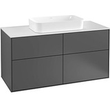 Villeroy & Boch Villeroy und Boch Finion Waschtischunterschrank G67100PD 120x60,3x50,1cm, Glass White Matt, Black matt lacquer