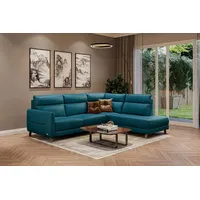 moebeloutlet.de Ecksofa Moebeloutlet.de Italian Luxus Ecksofa Leder - Entspannungsfunktion, Elektrische Relaxfunktion blau