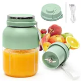 LOMUG Tragbarer Mixer für Smoothie, 1300ml Mixer Smoothie Maker To Go, Blender Bottle mit 38 Klingen, USB Aufladbarer Mini Standmixer mit Doppelbecherdeckel für Büro, Sport, Camping, Reisen (Grün)