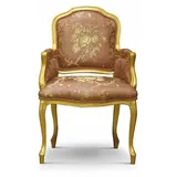 Casa Padrino Luxus Barock Esszimmer Stuhl mit Armlehnen Braun / Gold - Made in Italy