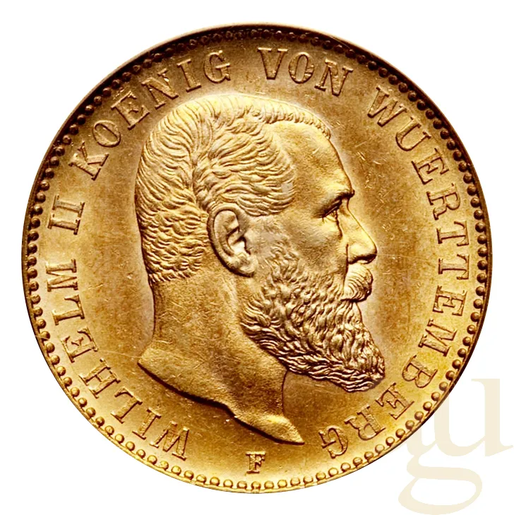 20 Mark Goldmünze Wilhelm II König von Württemberg
