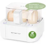 EMERIO ausgezeichnet einzigartiger Eierkocher kocht alle drei Garstufen [weich|mittel|hart] in nur einem Kochvorgang mit perfektem Ergebnis und multilingualer Sprachausgabe in DE EN FR ES IT PL