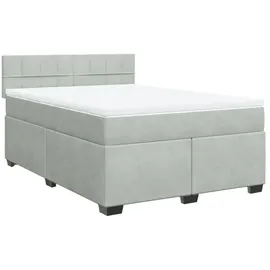 vidaXL Boxspringbett mit Matratze Hellgrau 160x200 cm Samt