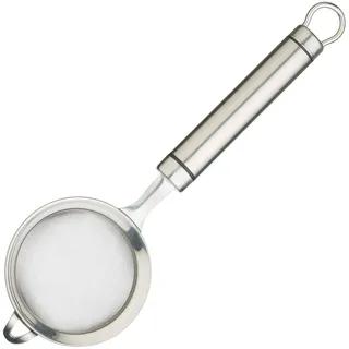 KitchenCraft Mini Küchensieb, Hochwertige Passiersieb mit Griff, Kleines Sieb für die Küche, Feinmaschiger Seiher für Tee/Kaffee/Zucker/Mehl/Kakao/Maisstärke, Silber Edelstahl, Ø 7 cm