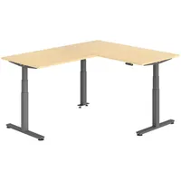 Bümö Eckschreibtisch, Ahorn, Graphit, Nachbildung,Ahorn, Rechteckig, 160x74x200 cm, FSC