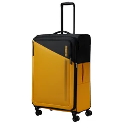 Weichgepäck-Trolley AMERICAN TOURISTER "DARING DASH 77", Gr. B/H/T: 50cm x 77cm x 30cm, schwarz (schwarz, gelb), Polyester, Koffer, Koffer Reisegepäck Reisekoffer Koffer groß Fronttasche