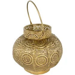 Windlicht Laterne Metall 15x15x15cm Orientalisch Gold zum Aufhängen Dekoration