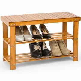 Tectake Schuhbank 70 x 46 x 28 cm braun / lackiert